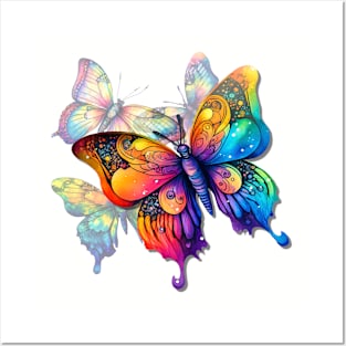 Rainbow Butterflies Posters and Art